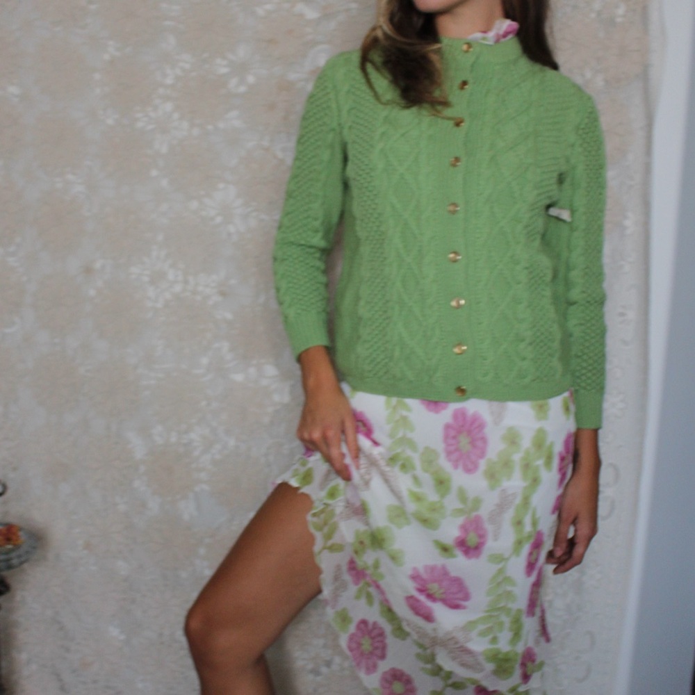 Green Cable Knit Sweater